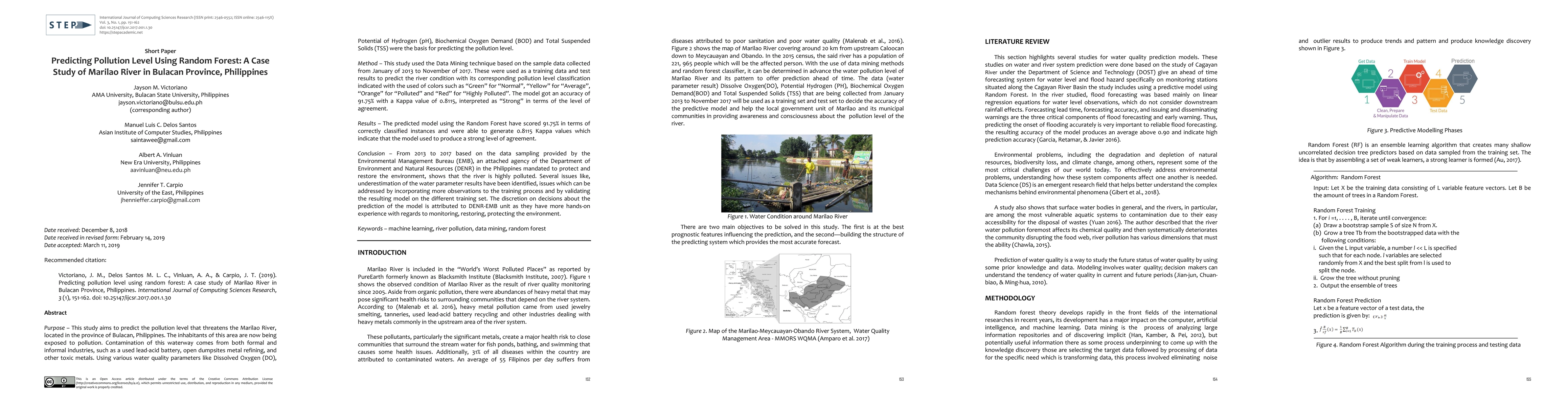Thumbnail for Predicting Pollution Level Using Random Forest: A Case Study of Marilao
  River in Bulacan Province, Philippines