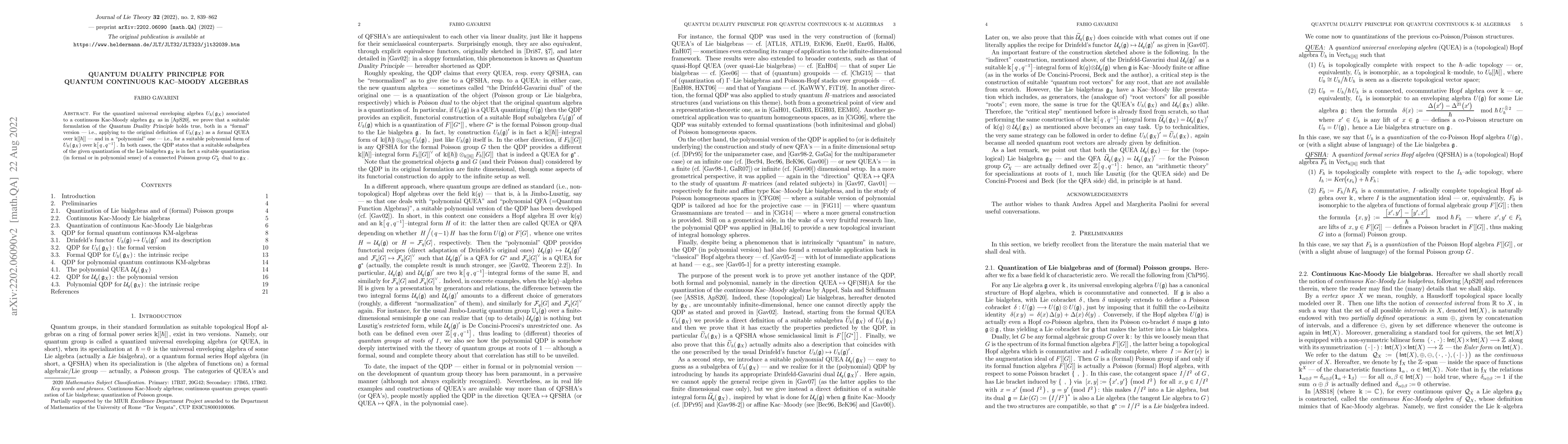 Thumbnail for Quantum Duality Principle for quantum continuous Kac-Moody algebras