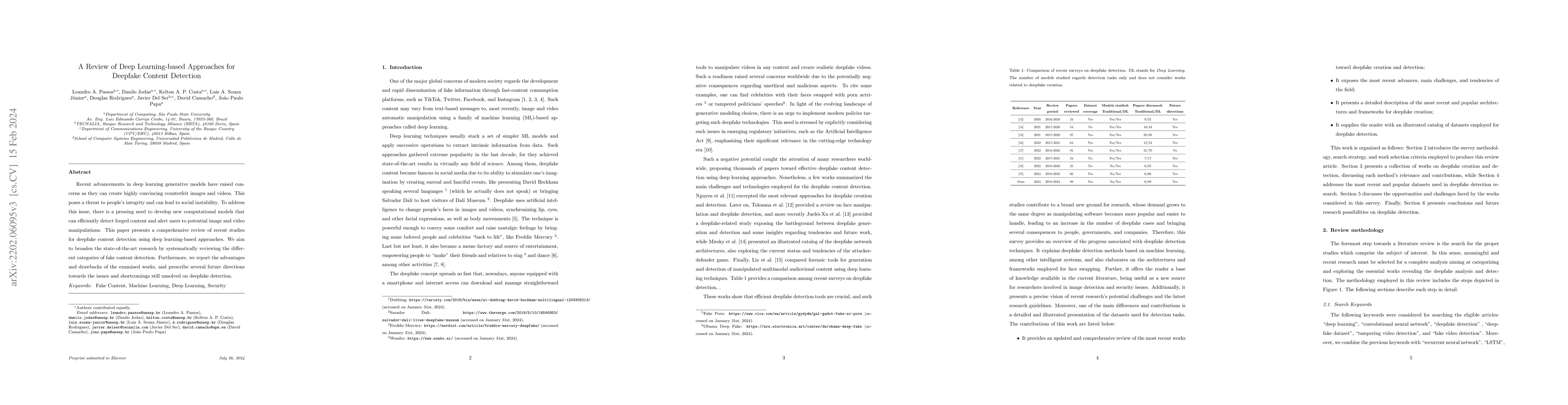 Thumbnail for A Review of Deep Learning-based Approaches for Deepfake Content
  Detection