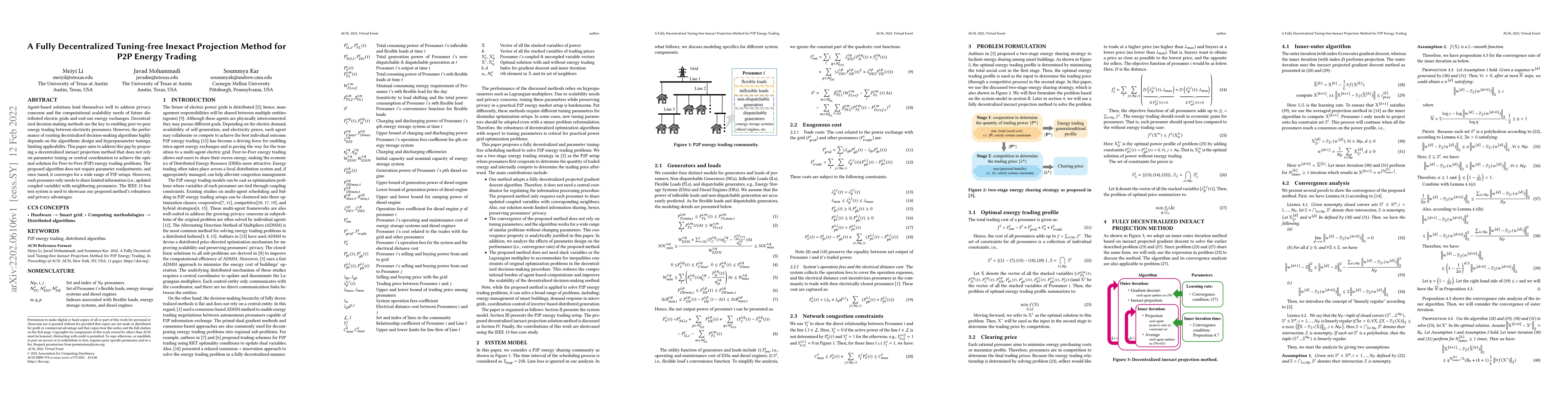 Thumbnail for A Fully Decentralized Tuning-free Inexact Projection Method for P2P
  Energy Trading