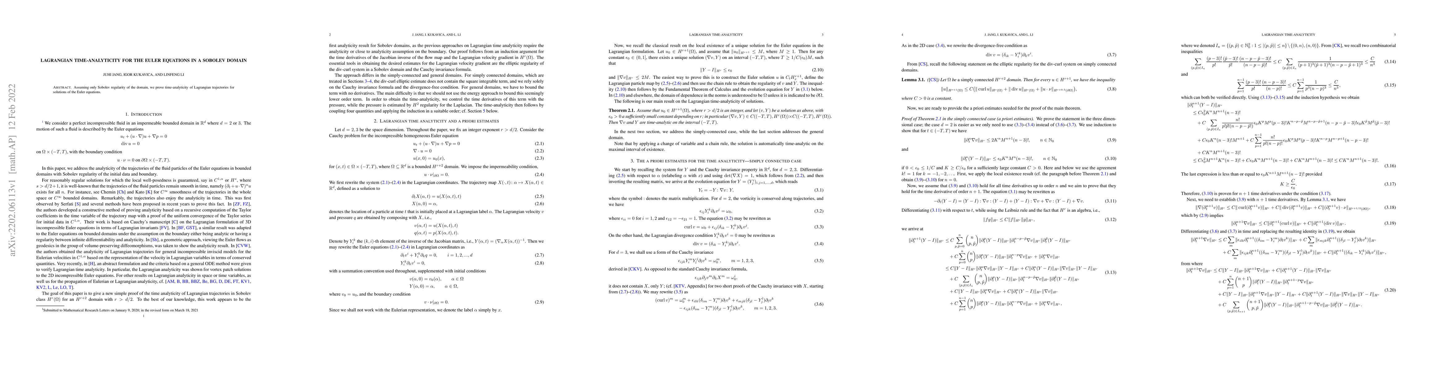 Thumbnail for Lagrangian time-analyticity for the Euler equations in a Sobolev domain