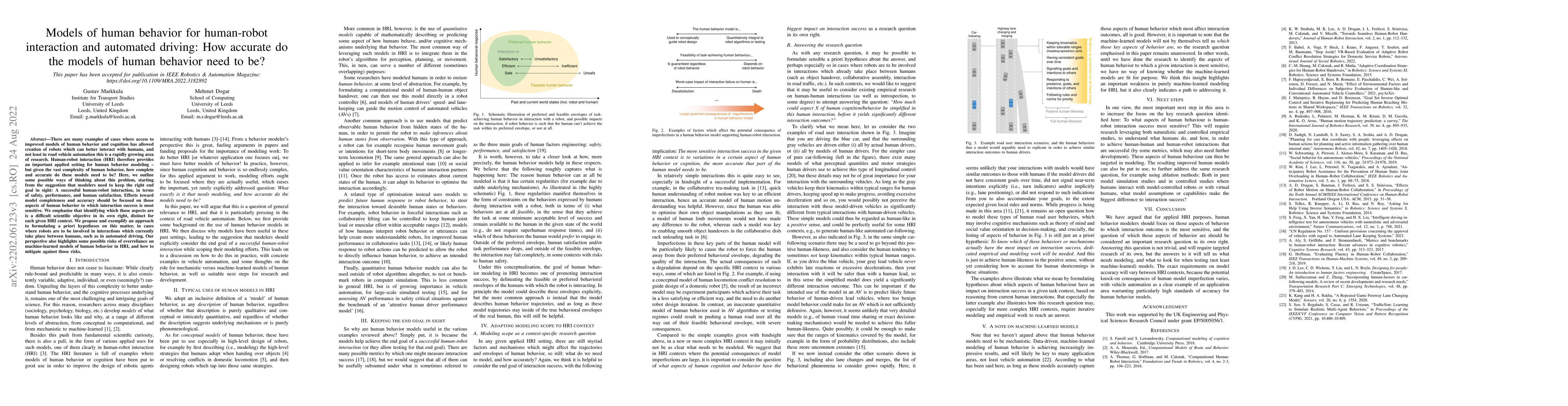 Thumbnail for Models of human behavior for human-robot interaction and automated
  driving: How accurate do the models of human behavior need to be?