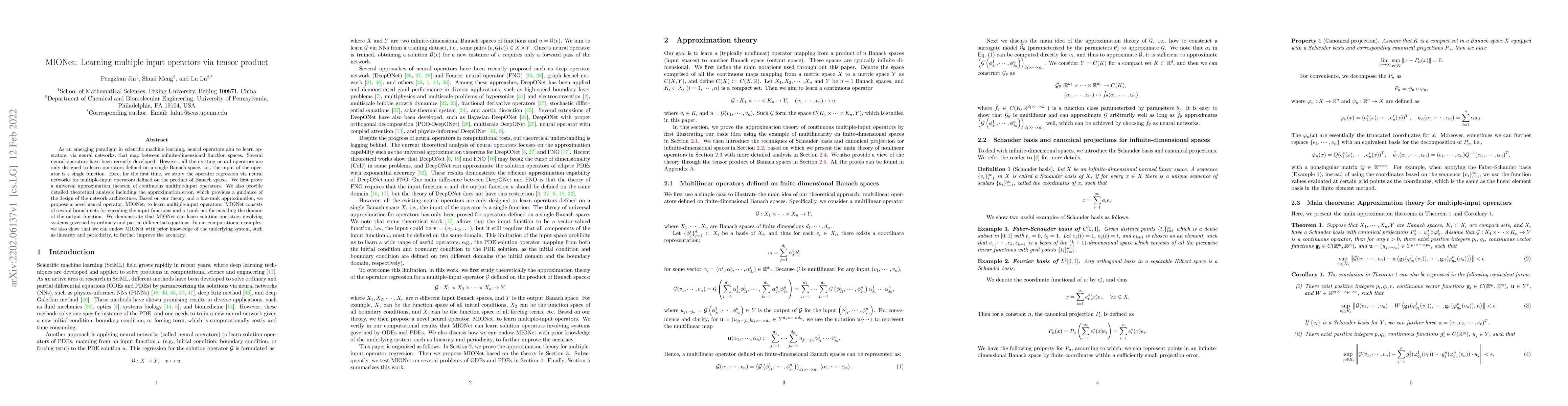Thumbnail for MIONet: Learning multiple-input operators via tensor product