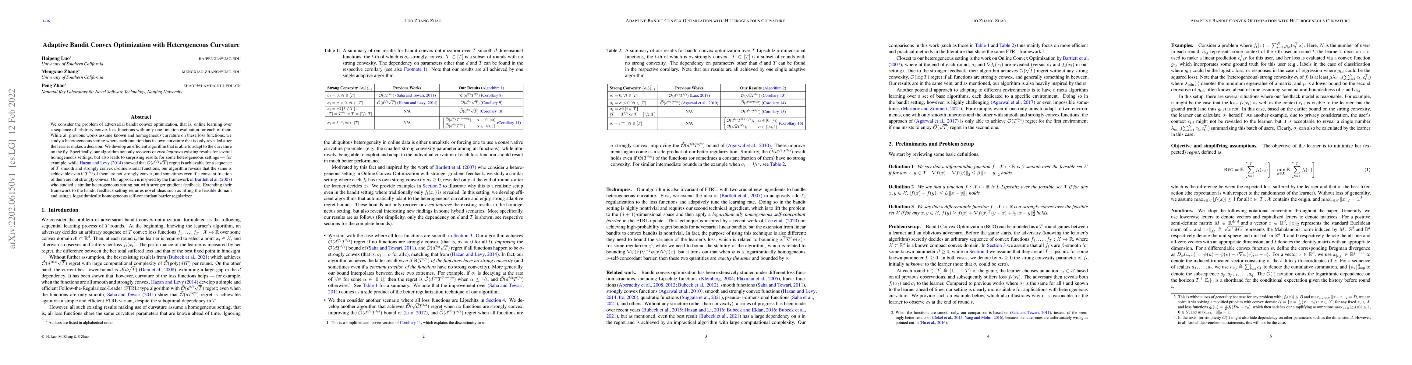 Thumbnail for Adaptive Bandit Convex Optimization with Heterogeneous Curvature