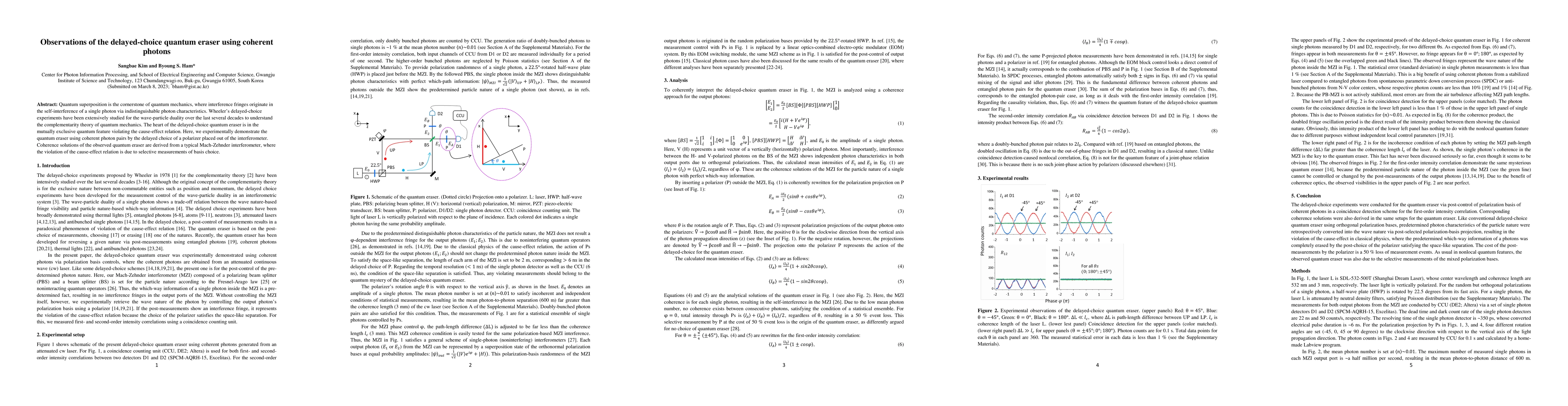 Thumbnail for Observations of the delayed-choice quantum eraser using coherent photons