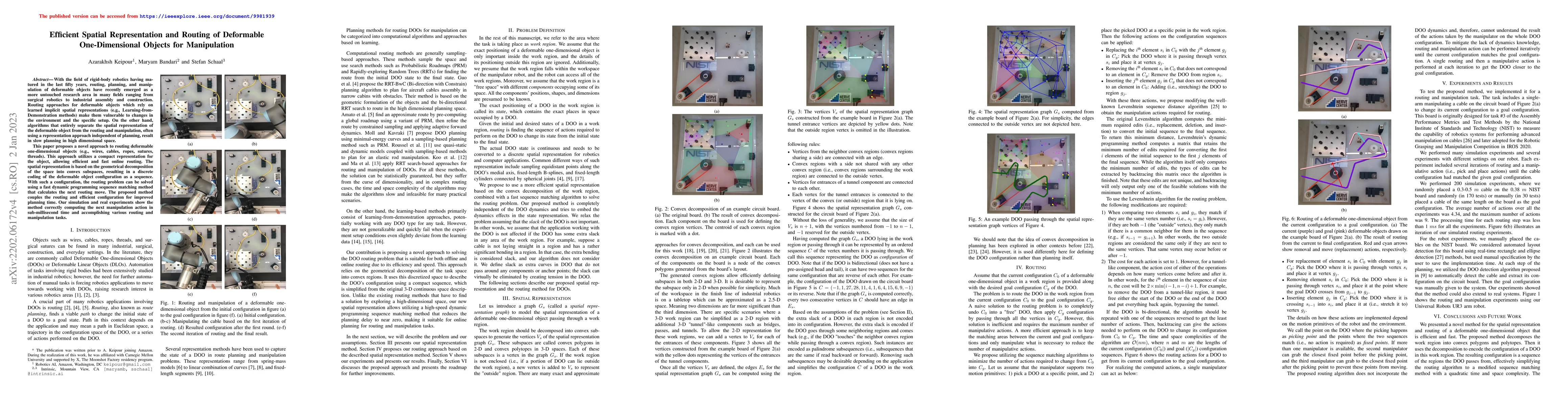 Thumbnail for Efficient Spatial Representation and Routing of Deformable
  One-Dimensional Objects for Manipulation