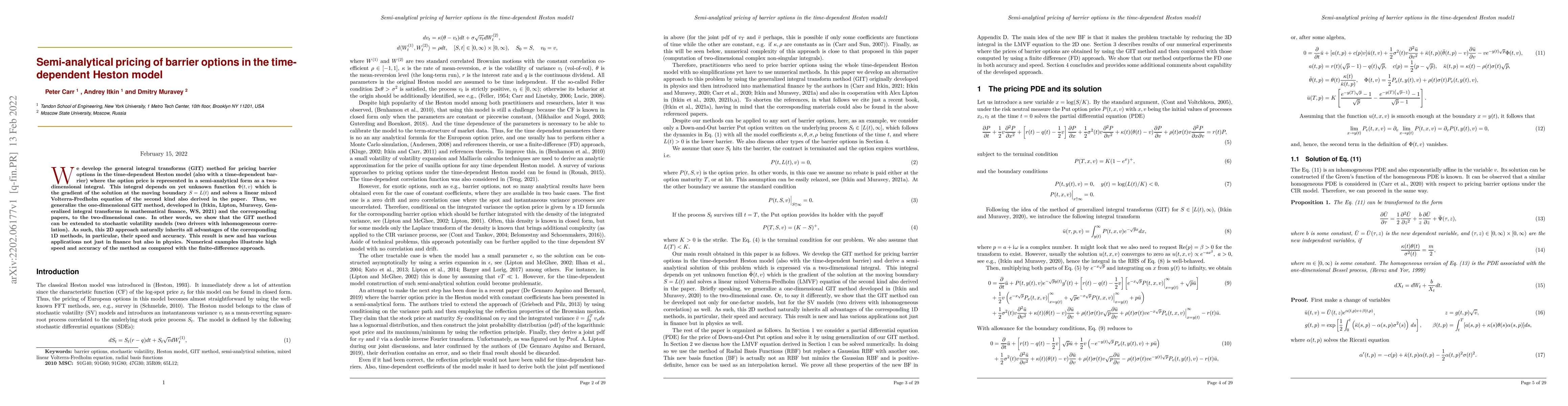 Thumbnail for Semi-analytical pricing of barrier options in the time-dependent Heston
  model