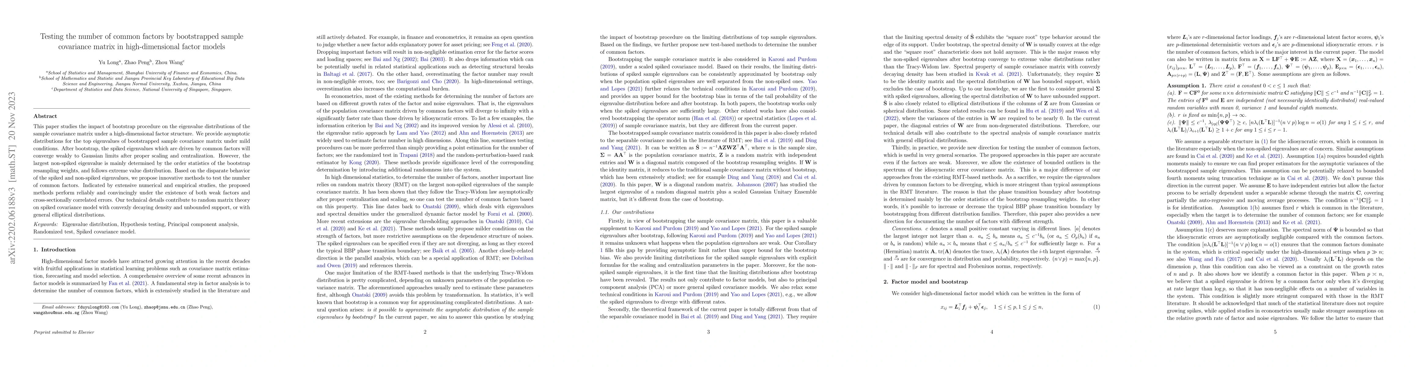 Thumbnail for Testing the number of common factors by bootstrapped sample covariance
  matrix in high-dimensional factor models