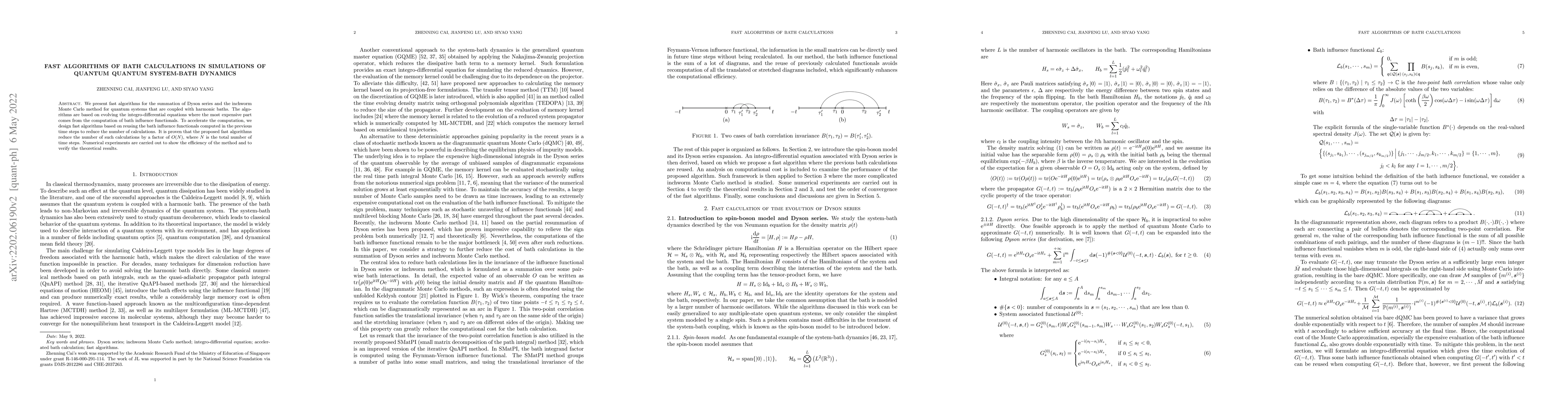 Thumbnail for Fast Algorithms of Bath Calculations in Simulations of Quantum
  System-Bath Dynamics