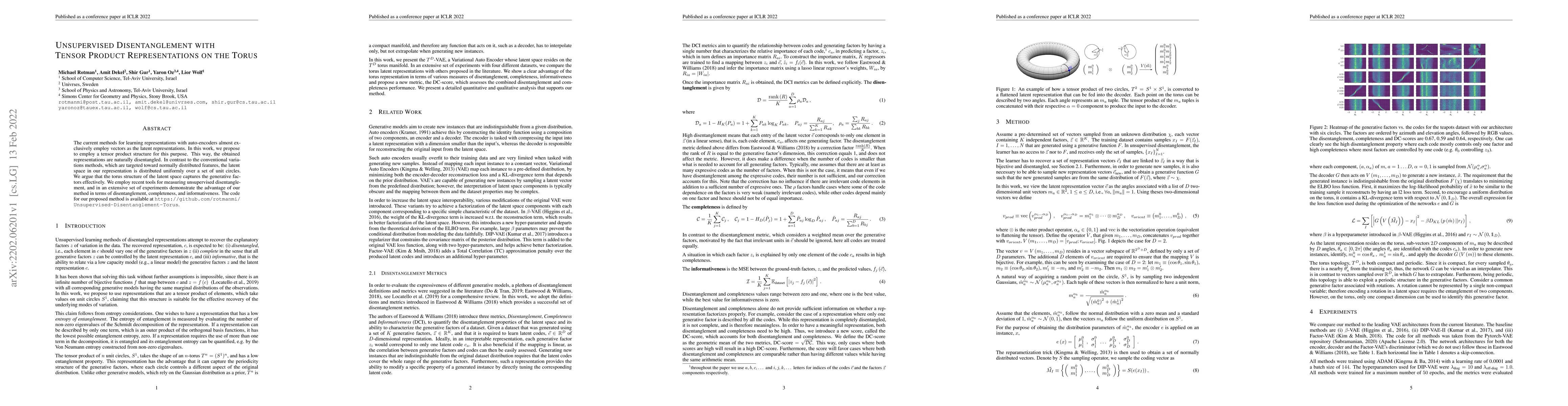 Thumbnail for Unsupervised Disentanglement with Tensor Product Representations on the
  Torus