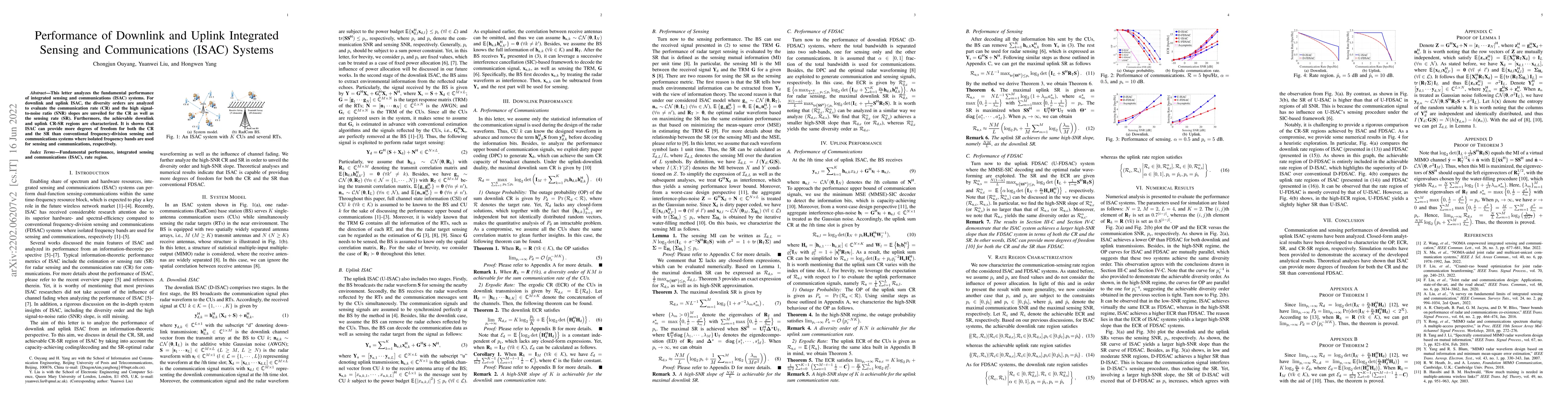 Thumbnail for Performance of Downlink and Uplink Integrated Sensing and Communications
  (ISAC) Systems