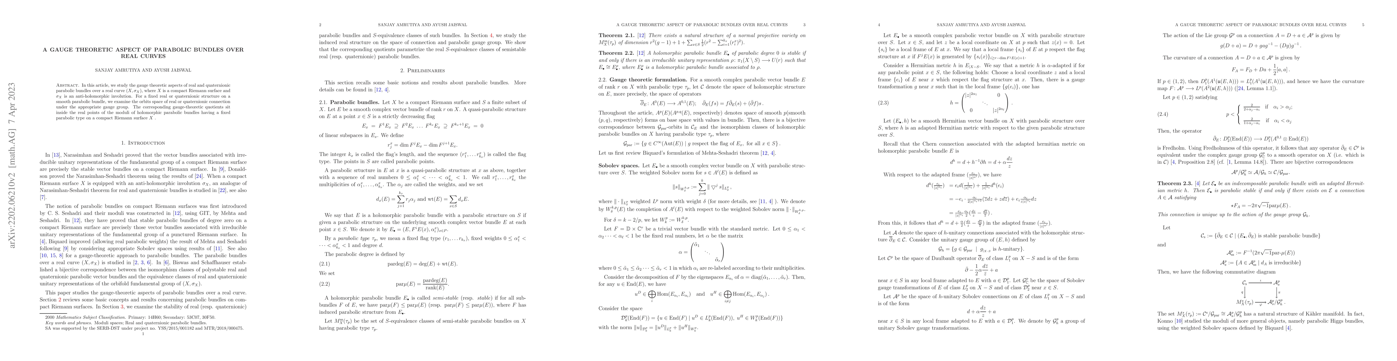Thumbnail for A gauge theoretic aspect of parabolic bundles over real curves