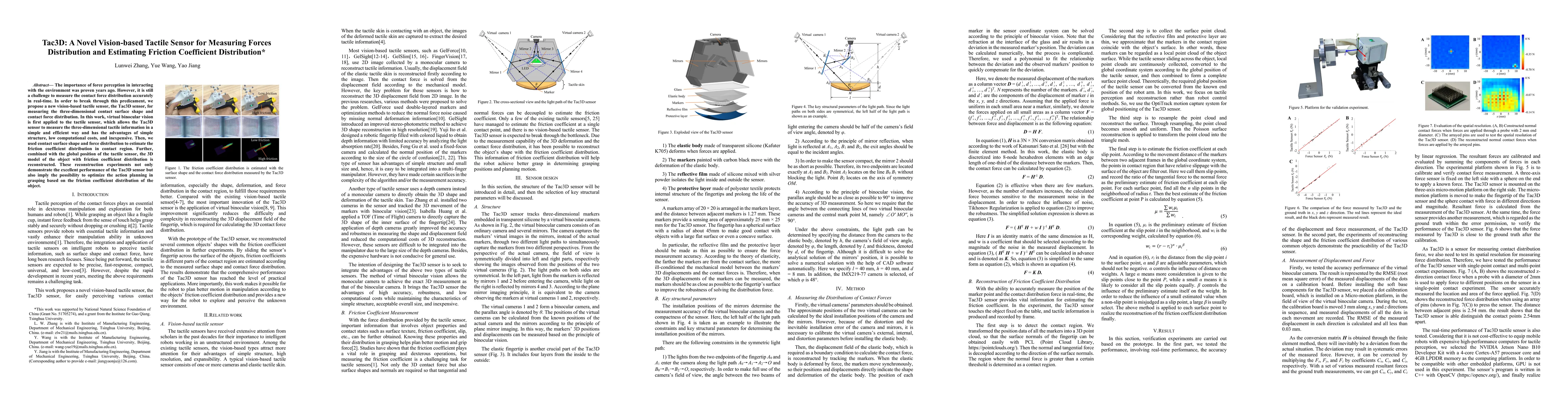 Thumbnail for Tac3D: A Novel Vision-based Tactile Sensor for Measuring Forces
  Distribution and Estimating Friction Coefficient Distribution