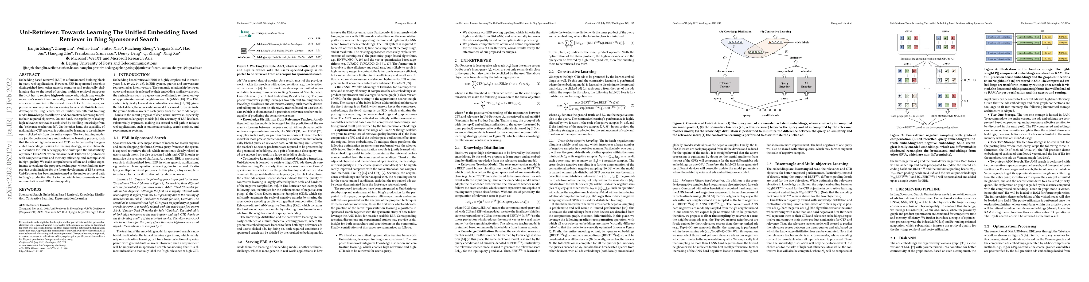 Thumbnail for Uni-Retriever: Towards Learning The Unified Embedding Based Retriever in
  Bing Sponsored Search