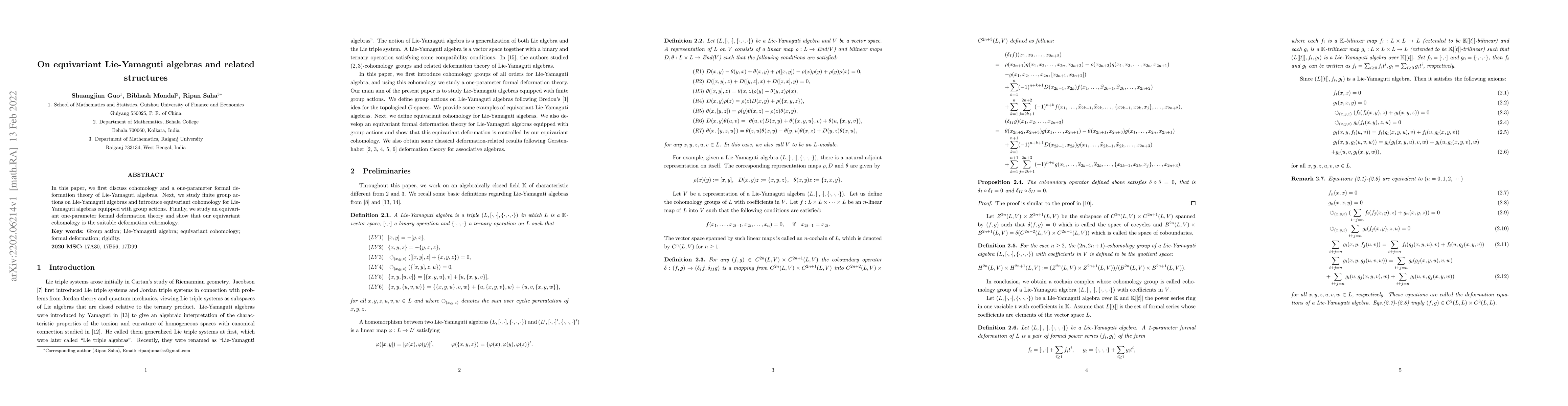 Thumbnail for On equivariant Lie-Yamaguti algebras and related structures