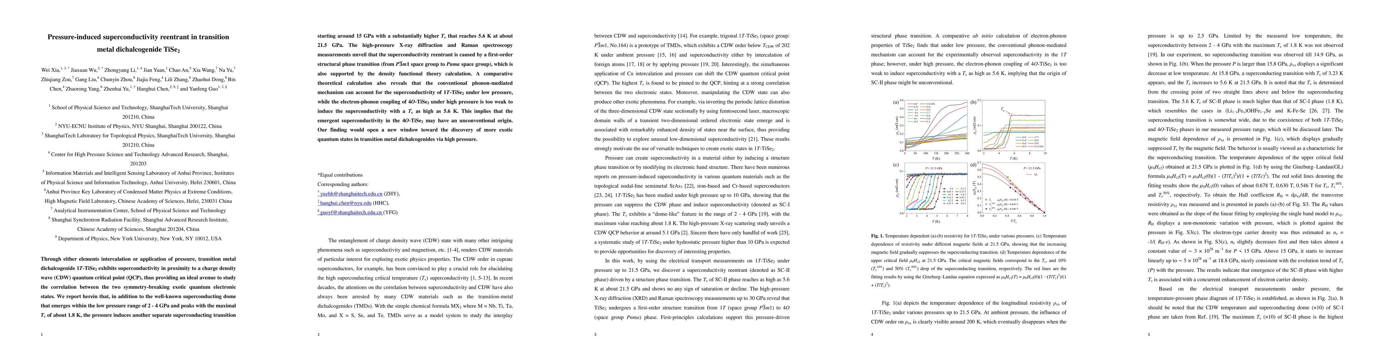Thumbnail for Pressure-induced superconductivity reentrant in transition metal
  dichalcogenide TiSe2