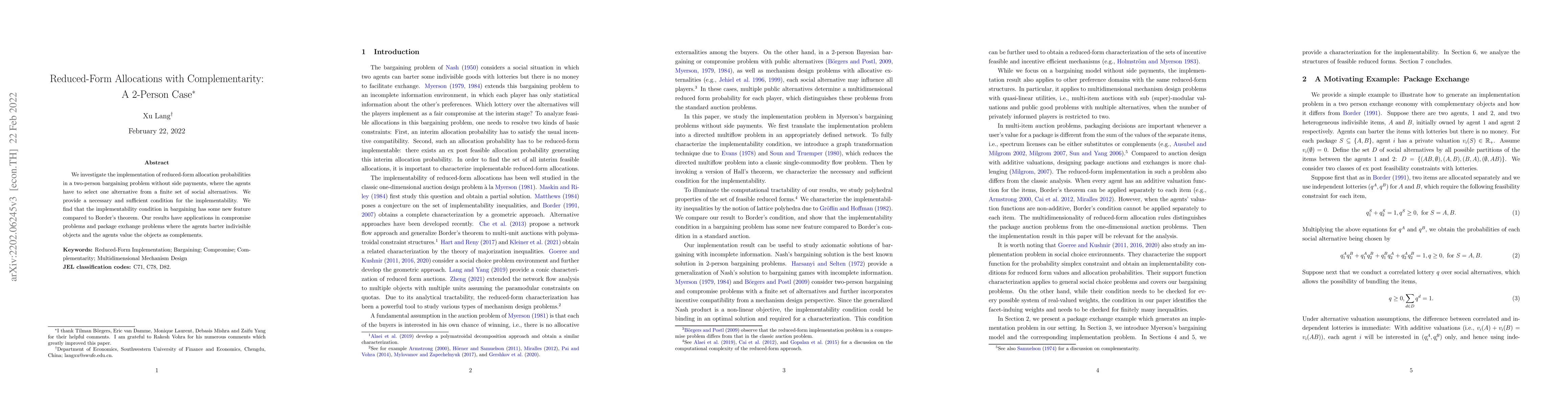 Thumbnail for Reduced-Form Allocations with Complementarity: A 2-Person Case