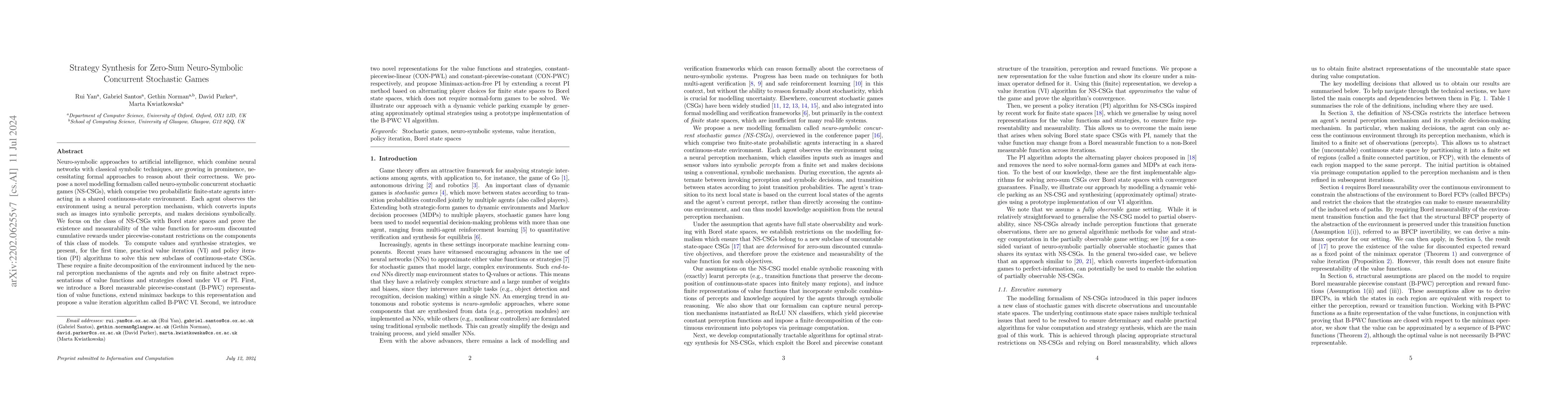 Thumbnail for Strategy Synthesis for Zero-Sum Neuro-Symbolic Concurrent Stochastic
  Games
