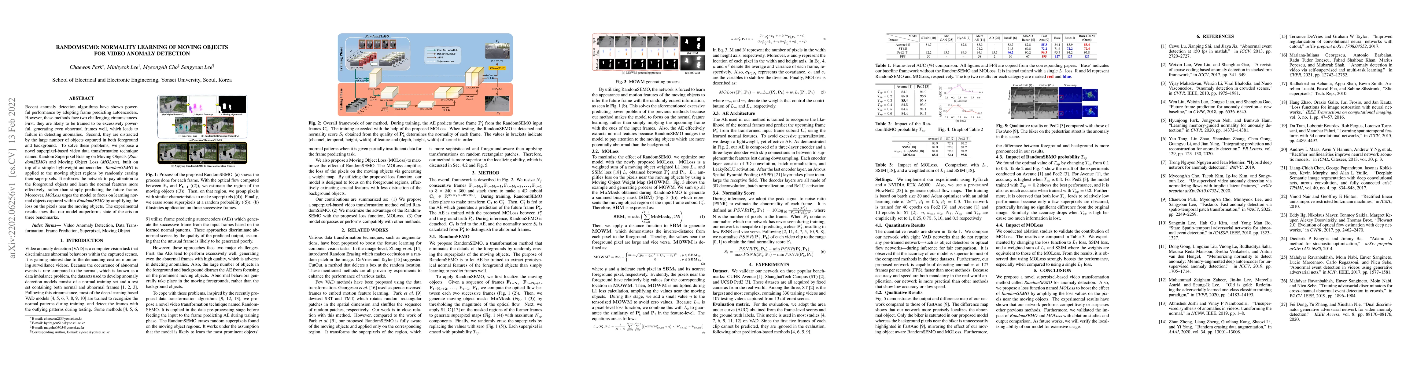 Thumbnail for RandomSEMO: Normality Learning Of Moving Objects For Video Anomaly
  Detection