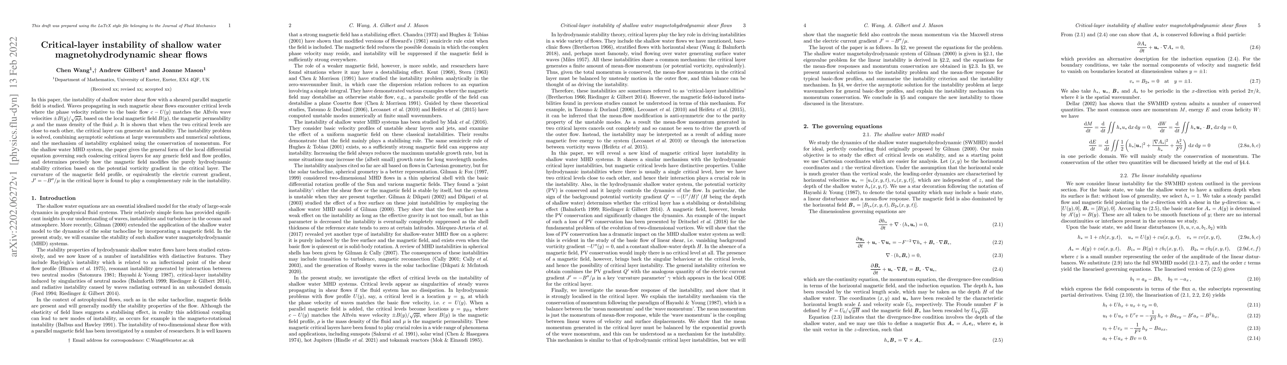 Thumbnail for Critical-layer instability of shallow water magnetohydrodynamic shear
  flows