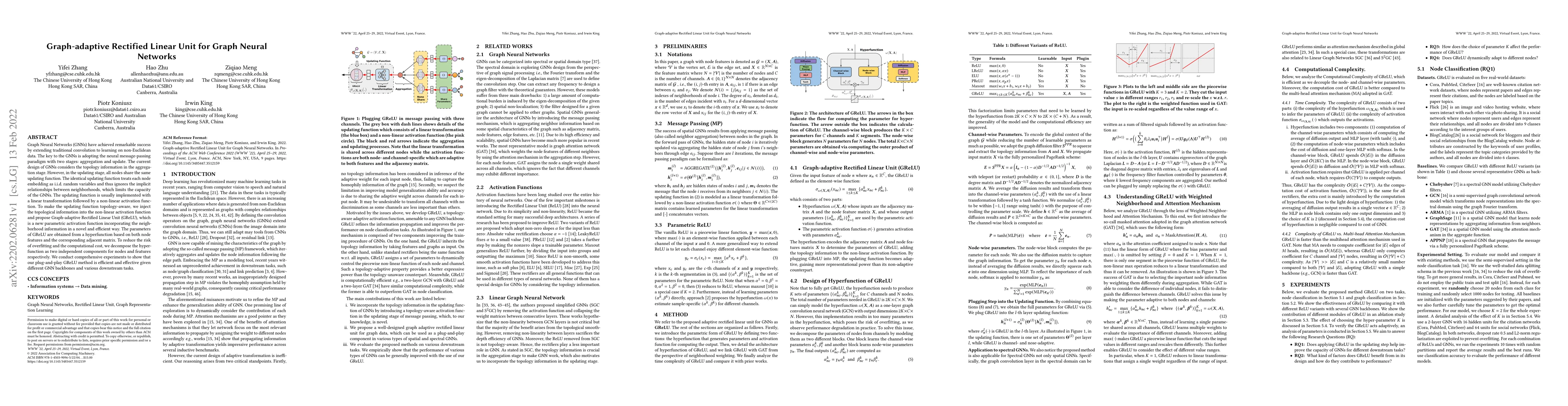 Thumbnail for Graph-adaptive Rectified Linear Unit for Graph Neural Networks