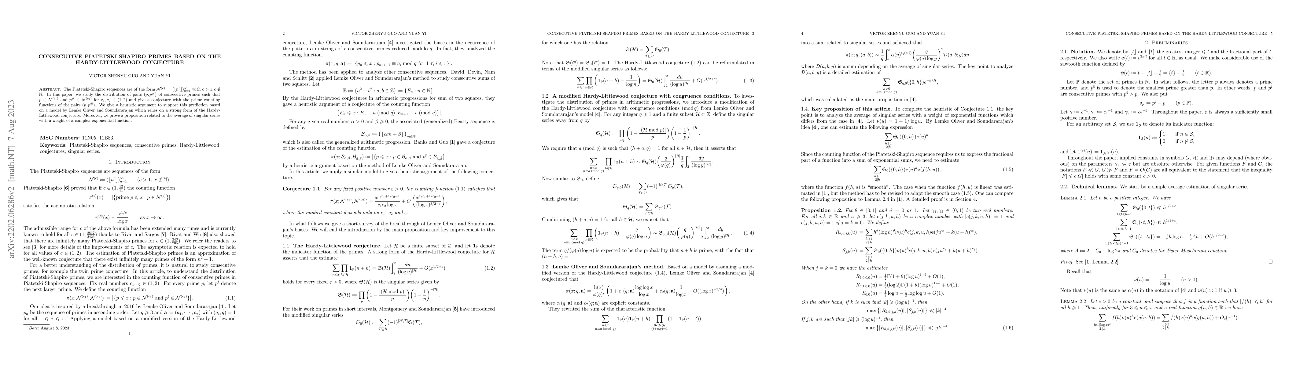Thumbnail for Consecutive Piatetski-Shapiro primes based on the Hardy-Littlewood
  conjecture
