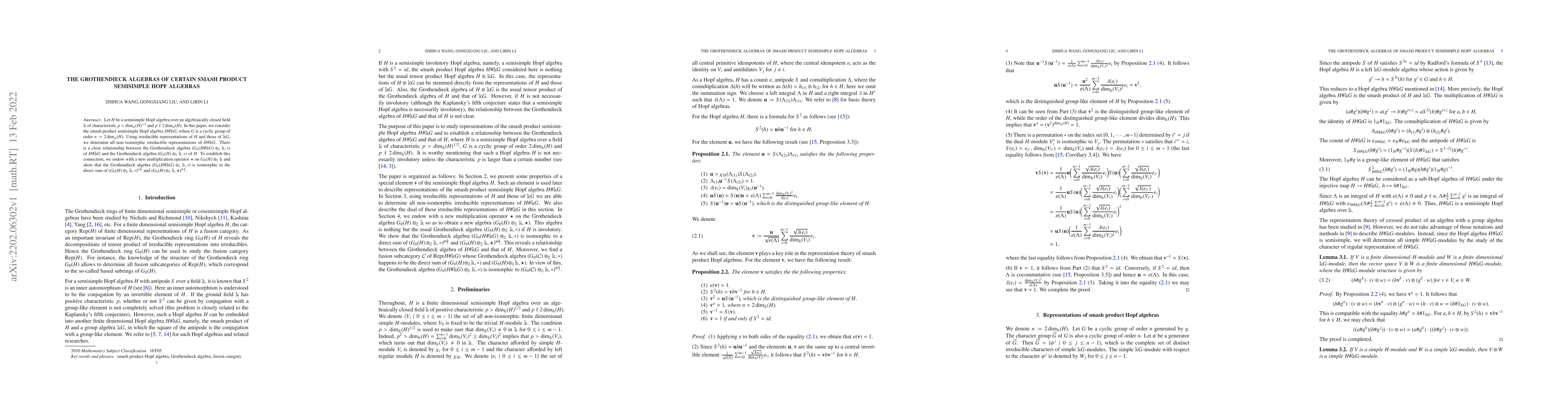 Thumbnail for The Grothendieck algebras of certain smash product semisimple Hopf
  algebras