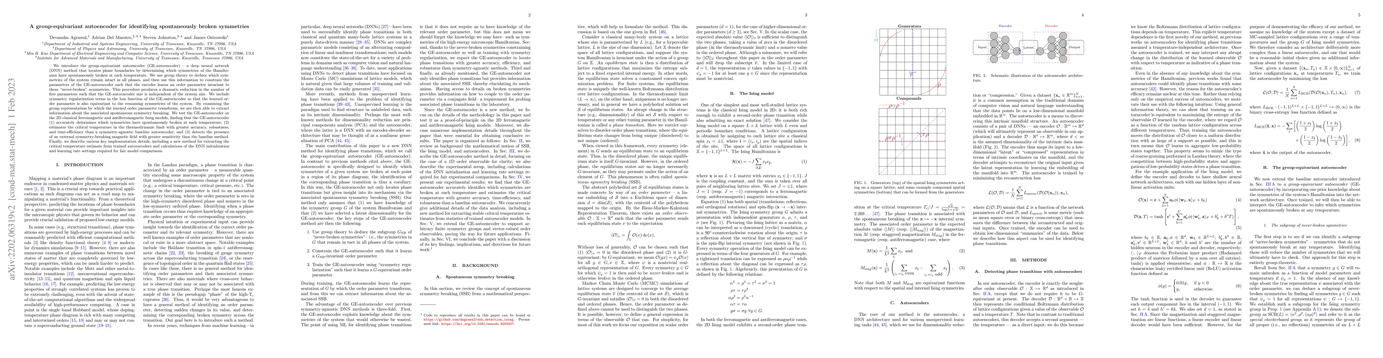 Thumbnail for A Group-Equivariant Autoencoder for Identifying Spontaneously Broken
  Symmetries