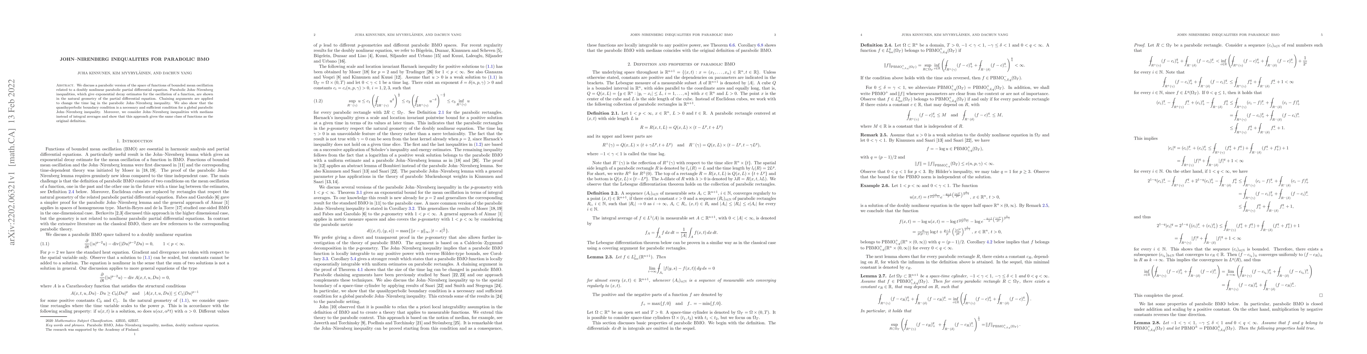 Thumbnail for John-Nirenberg inequalities for parabolic BMO