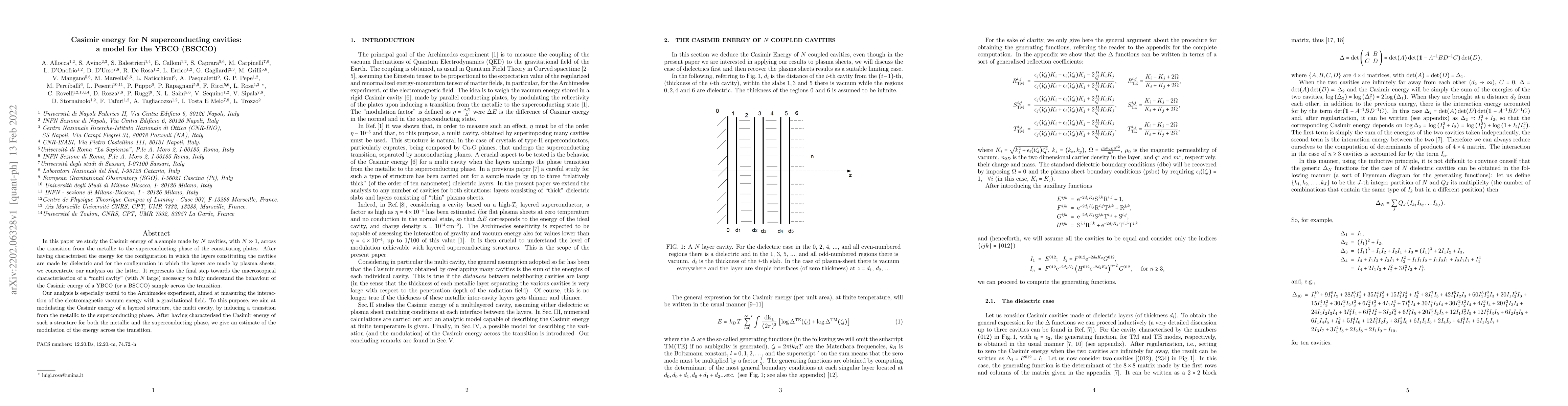 Thumbnail for Casimir energy for N superconducting cavities: a model for the YBCO
  (BSCCO)