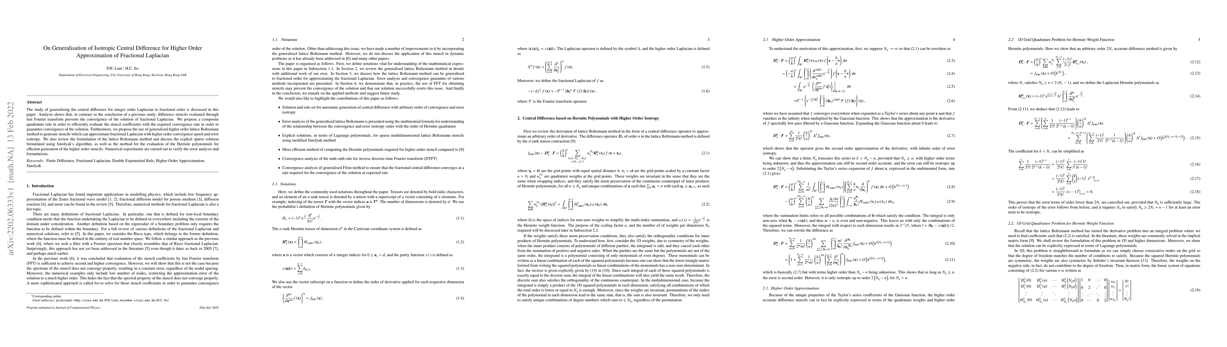 Thumbnail for On Generalisation of Isotropic Central Difference for Higher Order
  Approximation of Fractional Laplacian