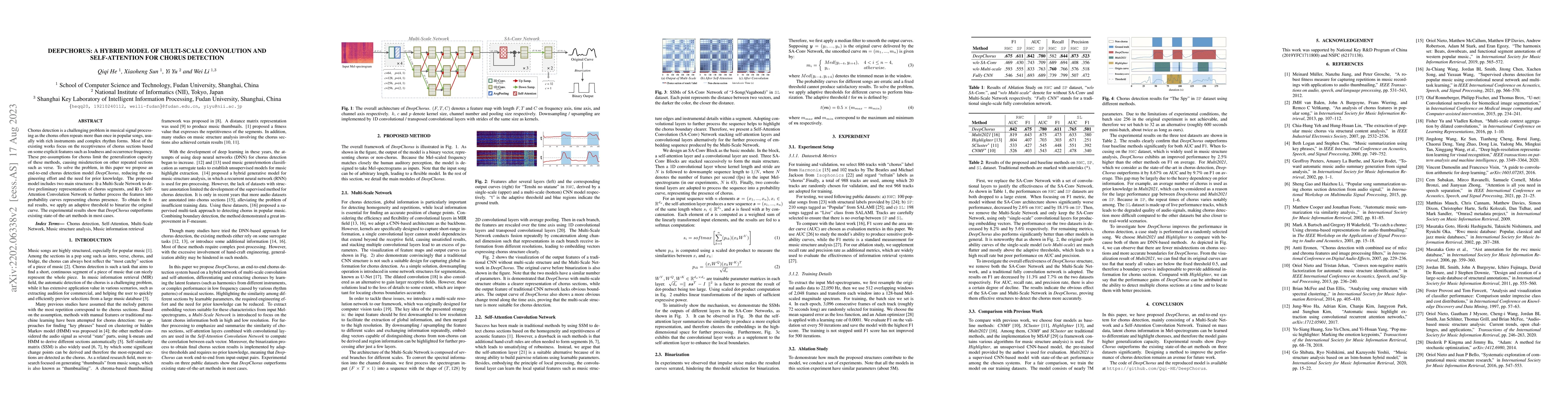 Thumbnail for DEEPCHORUS: A Hybrid Model of Multi-scale Convolution and Self-attention
  for Chorus Detection
