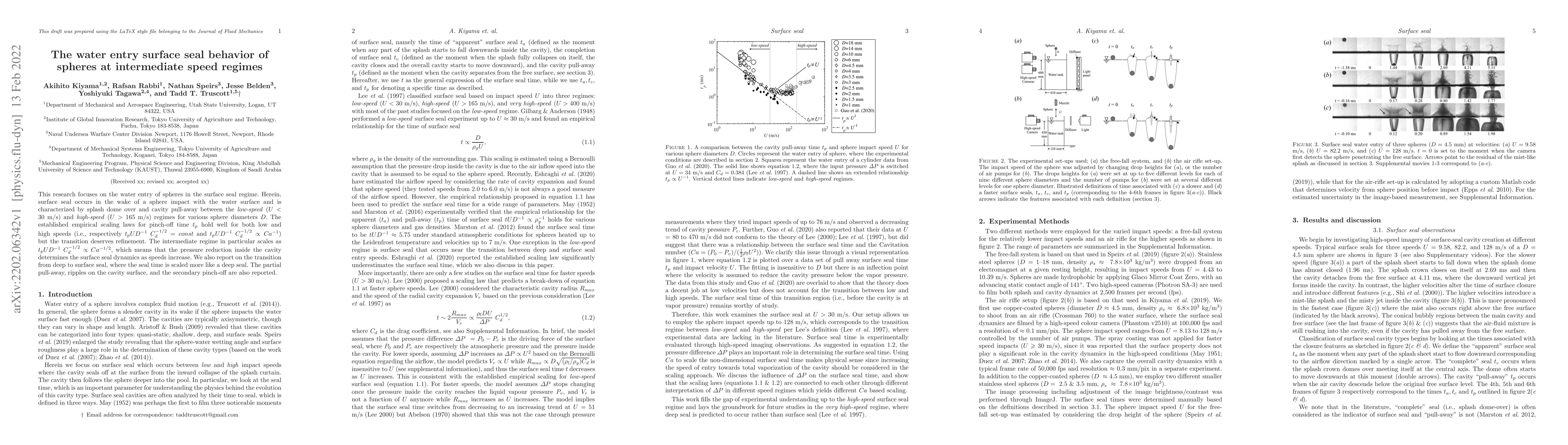 Thumbnail for The water entry surface seal behavior of spheres at intermediate speed
  regimes
