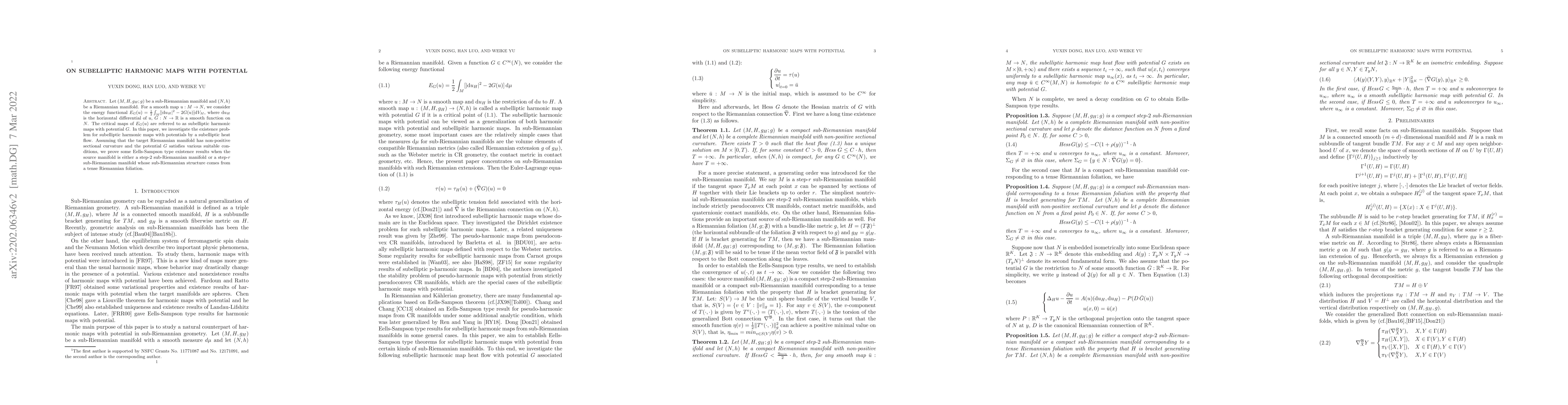 Thumbnail for On subelliptic harmonic maps with potential