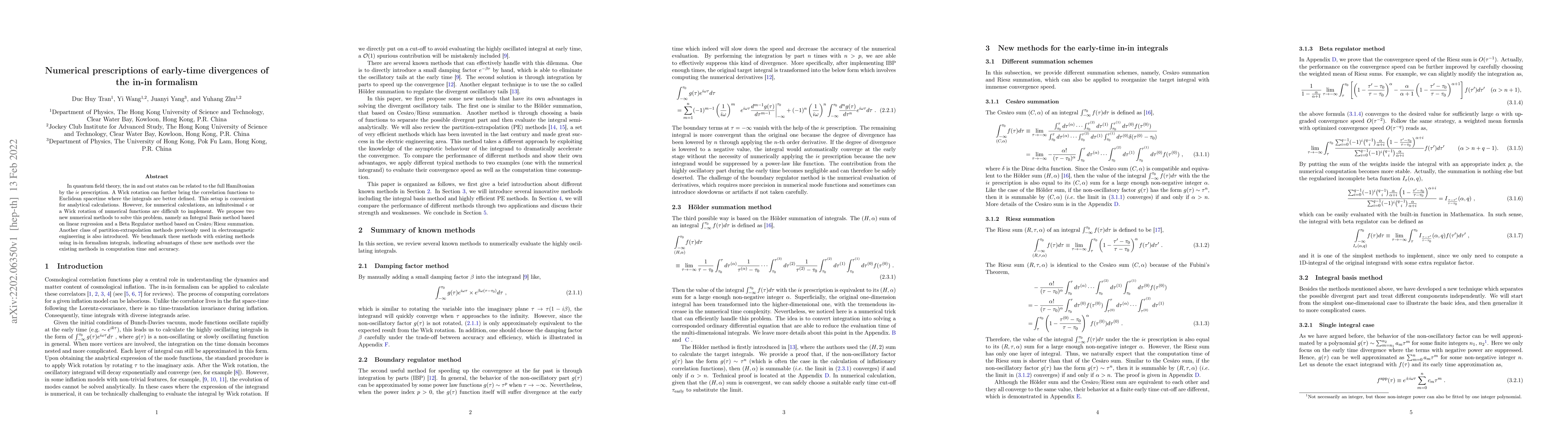 Thumbnail for Numerical prescriptions of early-time divergences of the in-in formalism