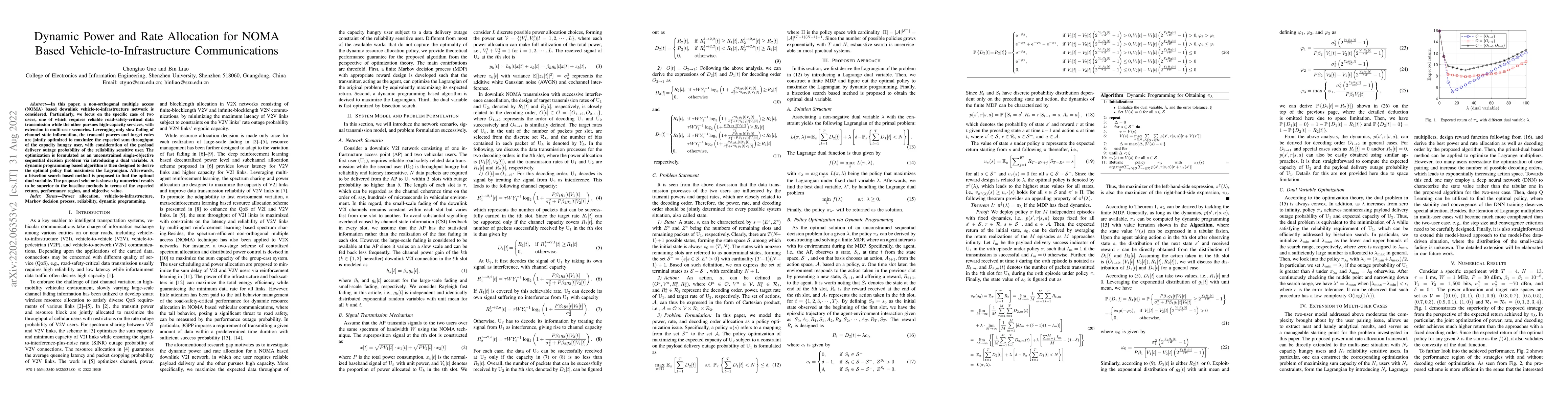 Thumbnail for Dynamic Power and Rate Allocation for NOMA Based
  Vehicle-to-Infrastructure Communications