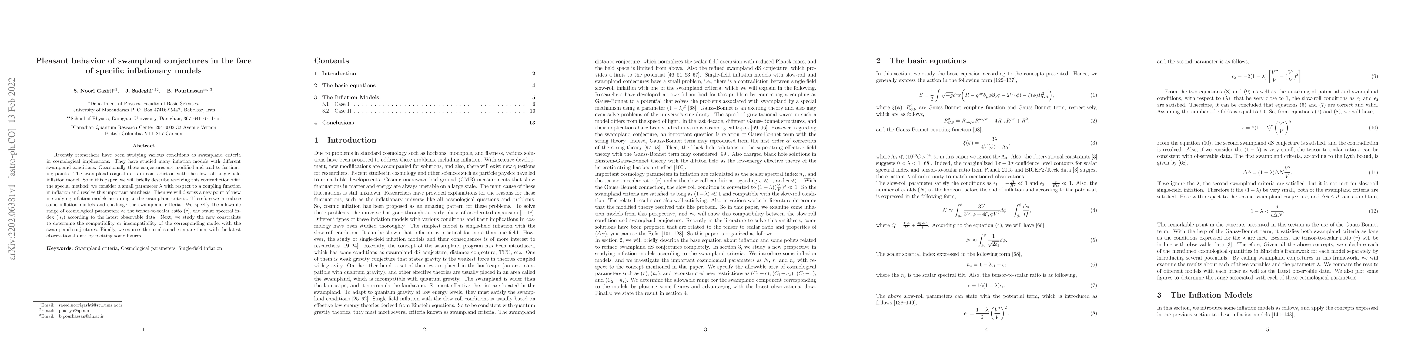 Thumbnail for Pleasant behavior of swampland conjectures in the face of specific
  inflationary models