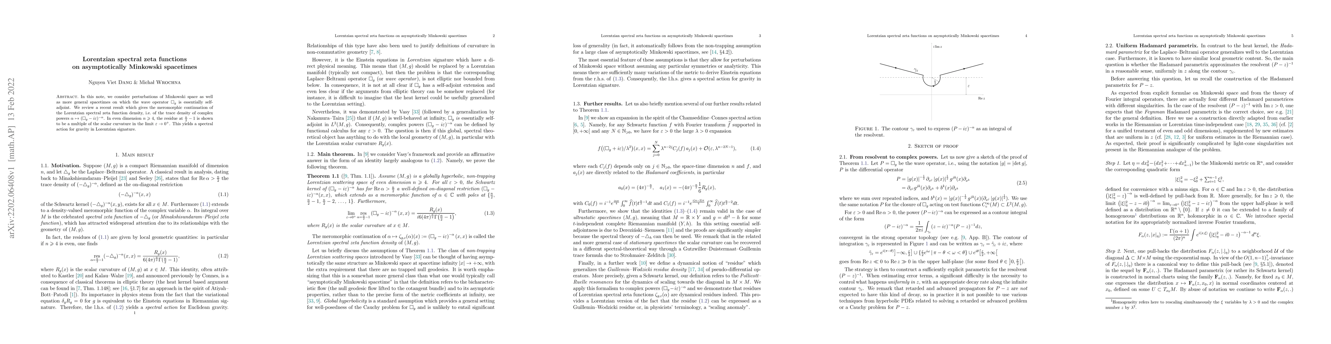Thumbnail for Lorentzian spectral zeta functions on asymptotically Minkowski
  spacetimes