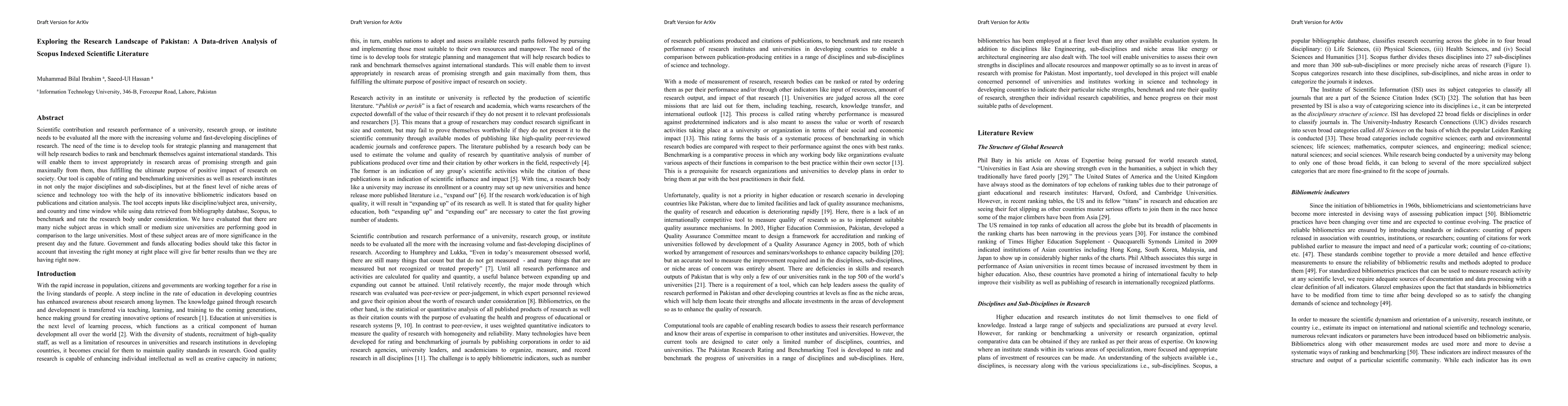 Thumbnail for Exploring the Research Landscape of Pakistan: A Data-driven Analysis of
  Scopus Indexed Scientific Literature
