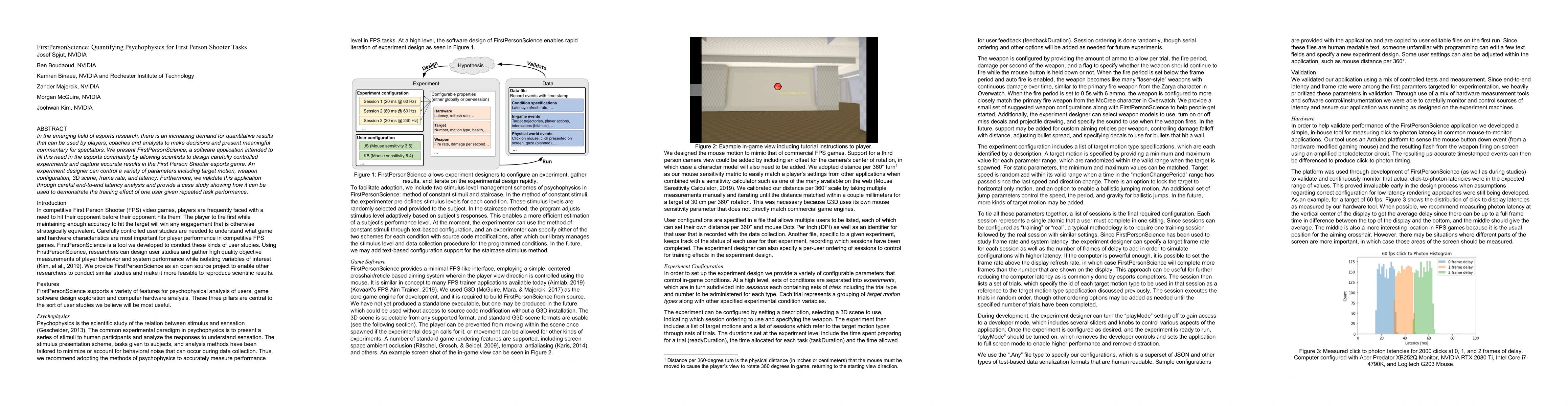 Thumbnail for FirstPersonScience: Quantifying Psychophysics for First Person Shooter
  Tasks