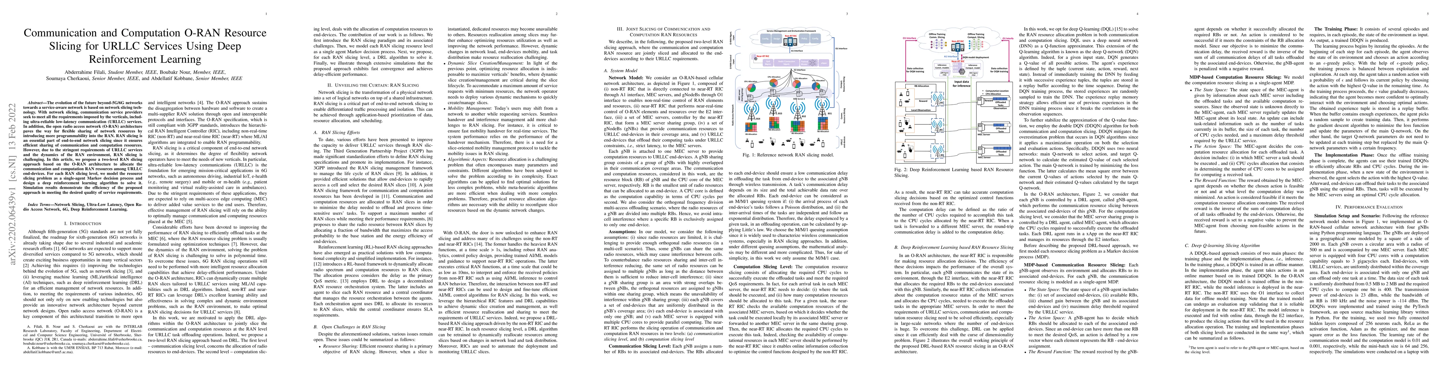 Thumbnail for Communication and Computation O-RAN Resource Slicing for URLLC Services
  Using Deep Reinforcement Learning