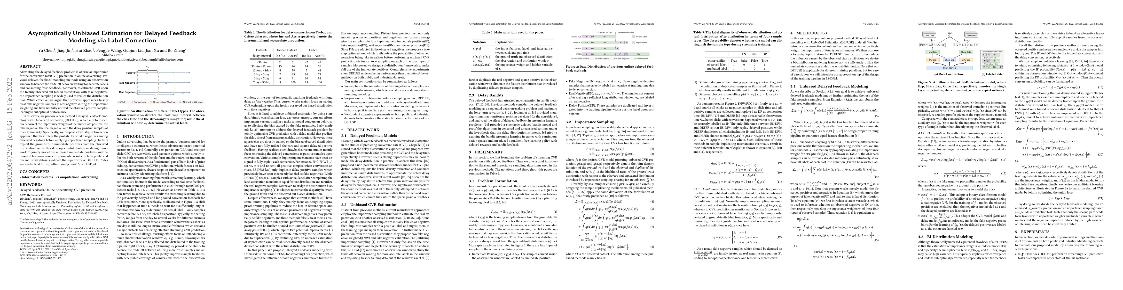 Thumbnail for Asymptotically Unbiased Estimation for Delayed Feedback Modeling via
  Label Correction