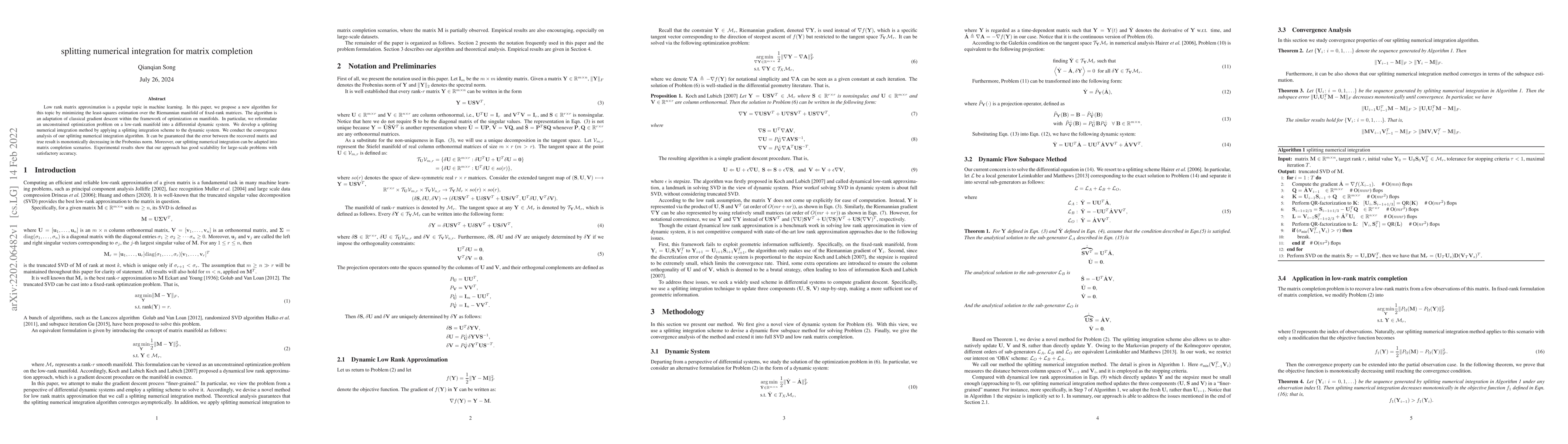 Thumbnail for Splitting numerical integration for matrix completion