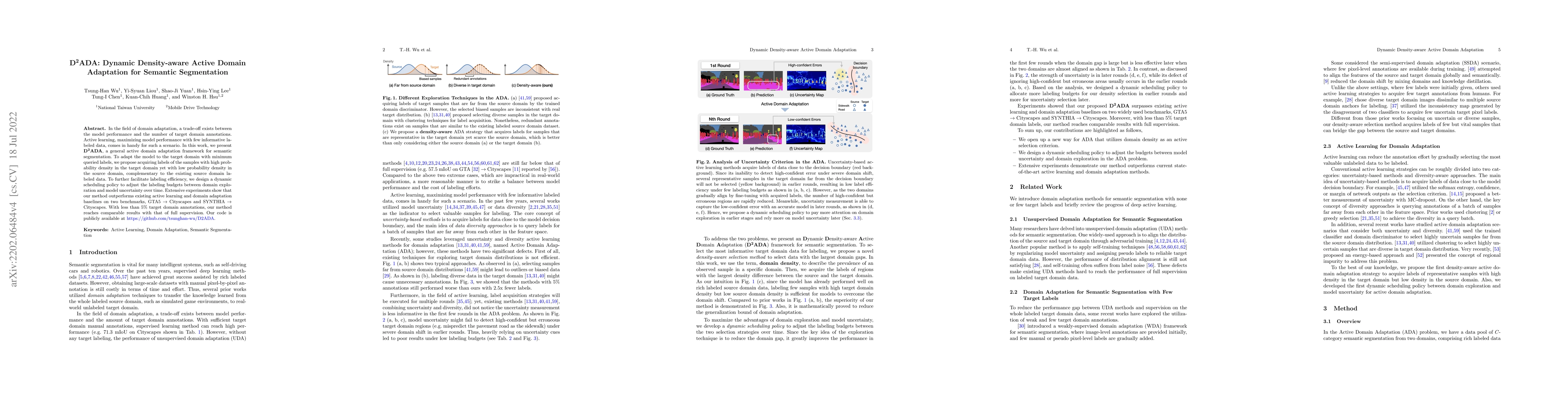 Thumbnail for D2ADA: Dynamic Density-aware Active Domain Adaptation for Semantic
  Segmentation