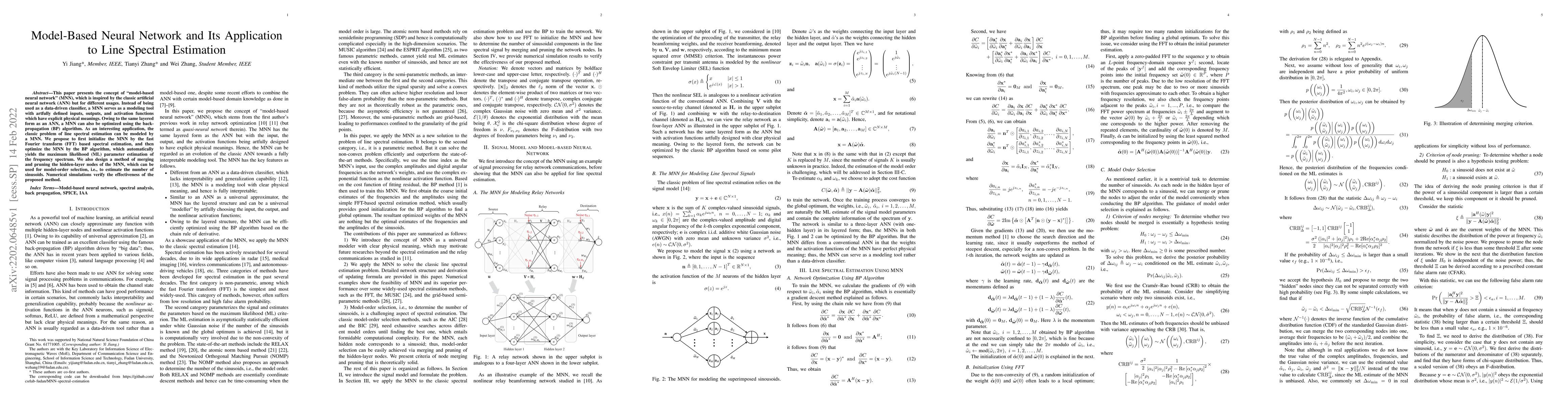 Thumbnail for Model-Based Neural Network and Its Application to Line Spectral
  Estimation