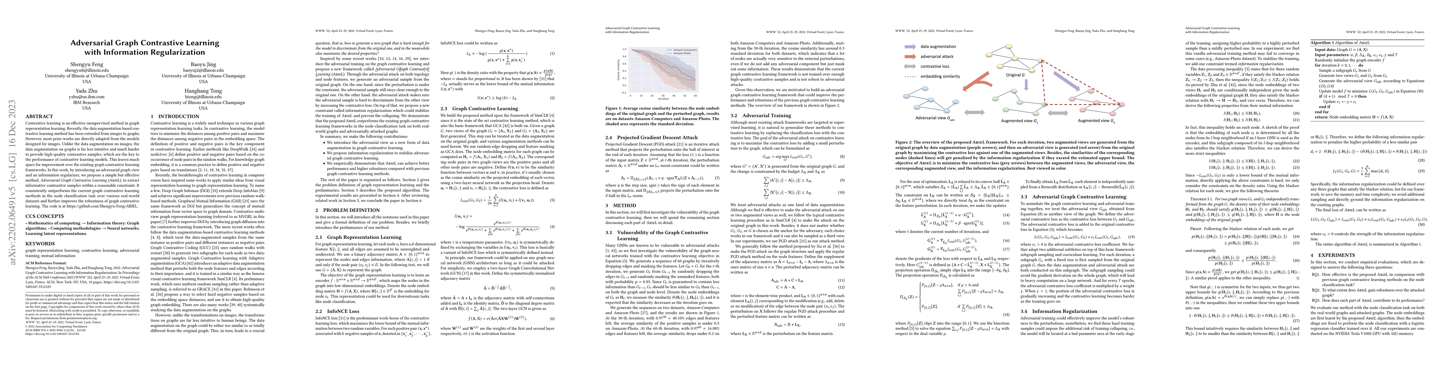 Thumbnail for Adversarial Graph Contrastive Learning with Information Regularization