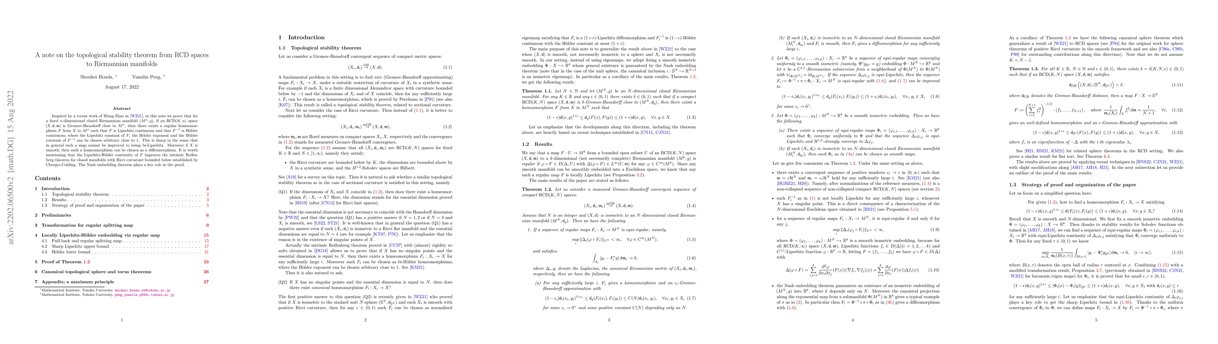 Thumbnail for A note on the topological stability theorem from RCD spaces to
  Riemannian manifolds
