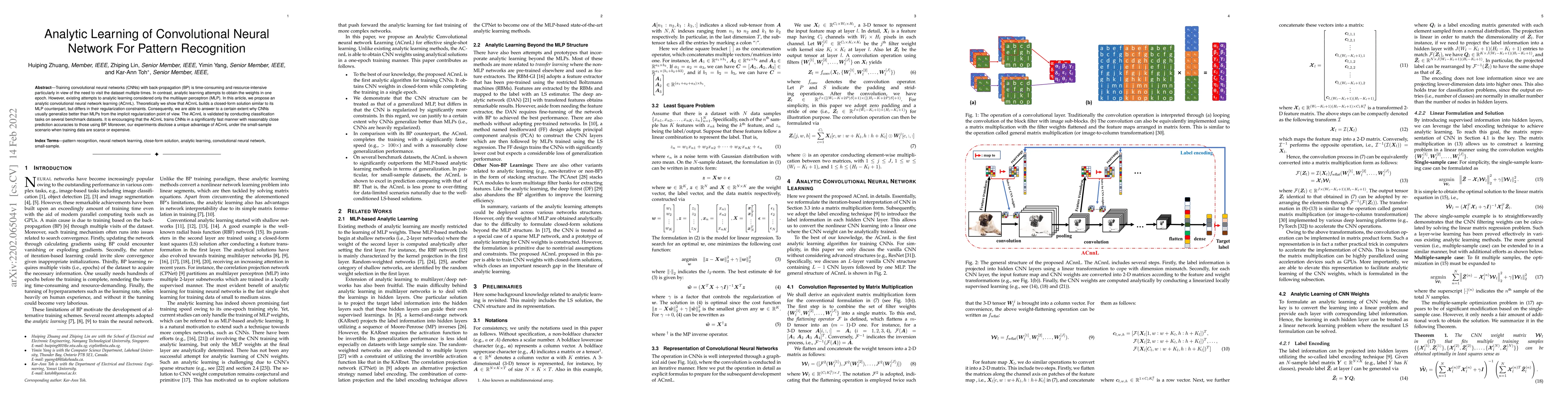 Thumbnail for Analytic Learning of Convolutional Neural Network For Pattern
  Recognition