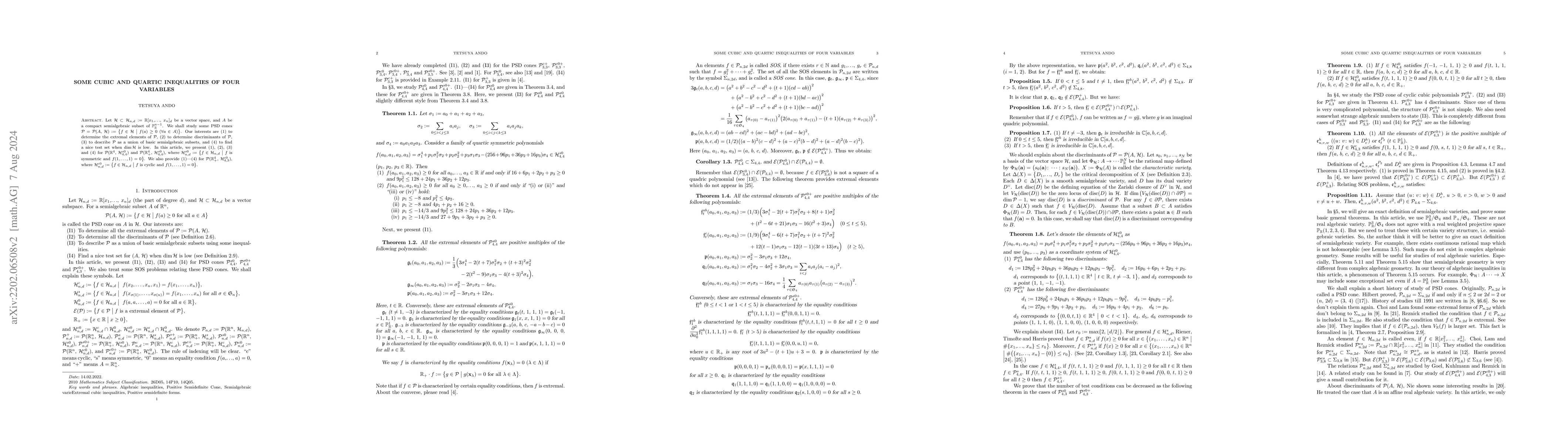 Thumbnail for Some Cubic and Quartic Inequalities of Four Variables