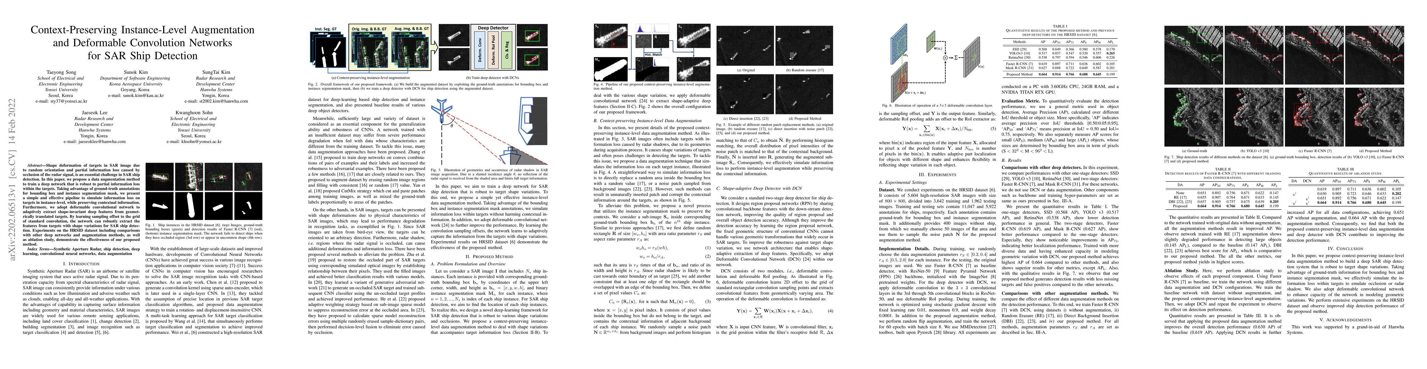 Thumbnail for Context-Preserving Instance-Level Augmentation and Deformable
  Convolution Networks for SAR Ship Detection